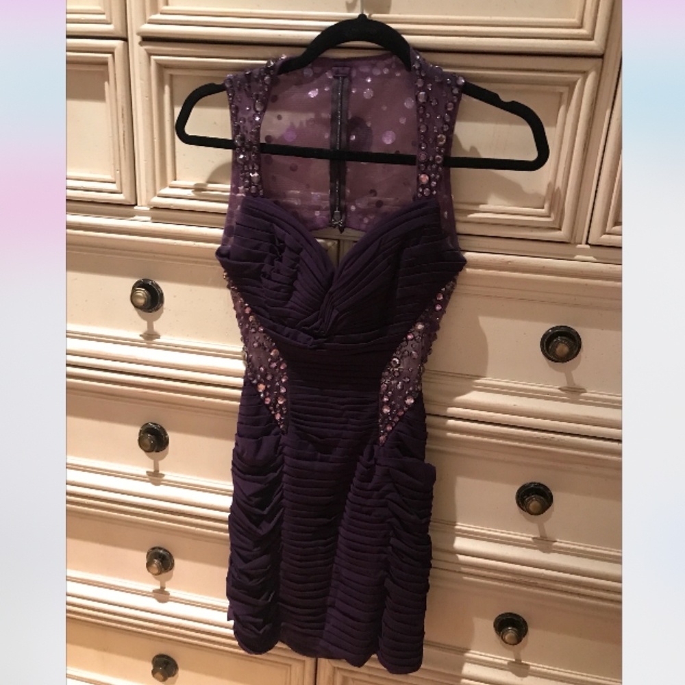 Mia Bella Couture Purple Mini Dress